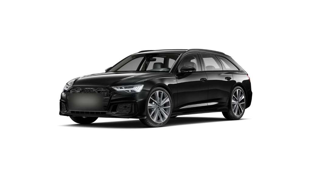Audi A6 Avant S line 50 TDI quattro noire, vue trois-quarts avant